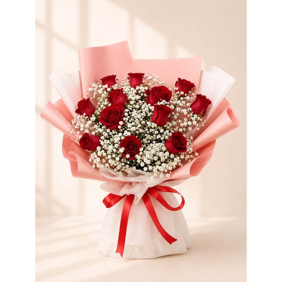 beauty garden-12 red rose bouquets